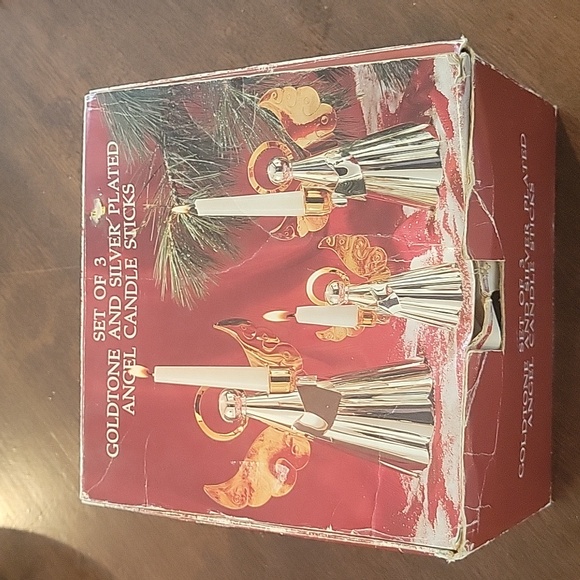 GODINGER GOLDTONE AND SILVER PLATED ANGEL CANDLE STICKS - Picture 2 of 8